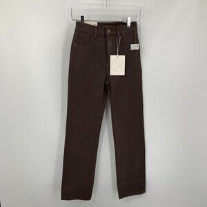 DL1961 Patti coated denim straight leg jeans coffee brown ankle women new 23